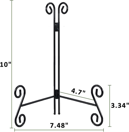 10 Inch Plate Stands for Display, 1Pack Black Iron Adjustable Easel Stand for Photo Picture Frame Plate Album and Home Decoration...