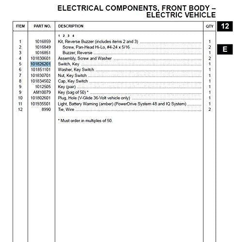 Panglong Starter Switch,Club Car DS Electric Golf Cart 1996-Up Ignition Key Switch, 36 Or 48 Volts,Suit 101826201...