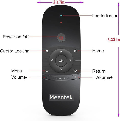 W1 Universal TV Remote Air Mouse, Wireless Keyboard Fly Mouse 2.4GHz Connection Air Remote Keyboard Mouse for Nvidia Shield/Android TV Box/PC/Smar...