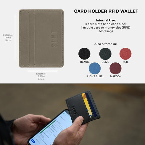 SLNT Napa Top Grain Leather RFID & NFC Signal Blocking Simple Card Wallet with 4 Credit Card Slots & 1 Center Pocket - Slim & Lightweight, Great f...