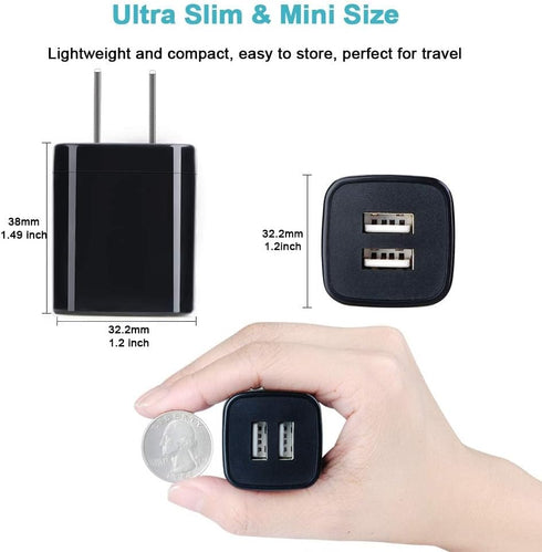 USB Wall Charger, Charger Block, 3 Pack 2.4A Dual Port Charging Block charger Cube Power Adapter CHARGER for iPhone 16 15 14 13 12 11 Pro Max XS X...