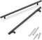 KNOBWELL 6 Pack 10" Black Cabinet Handles Euro Style Stainless Steel Modern Long Kitchen Cabinet Door Pulls, Overall Length 12-3/5"...