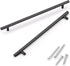 KNOBWELL 6 Pack 10" Black Cabinet Handles Euro Style Stainless Steel Modern Long Kitchen Cabinet Door Pulls, Overall Length 12-3/5"...