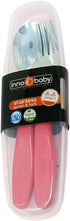 Innobaby Din Din Smart EZ Grip Spoon and Fork with Carrying Case, Utensil Set for Kids and Toddlers, BPA Free (Pink)...