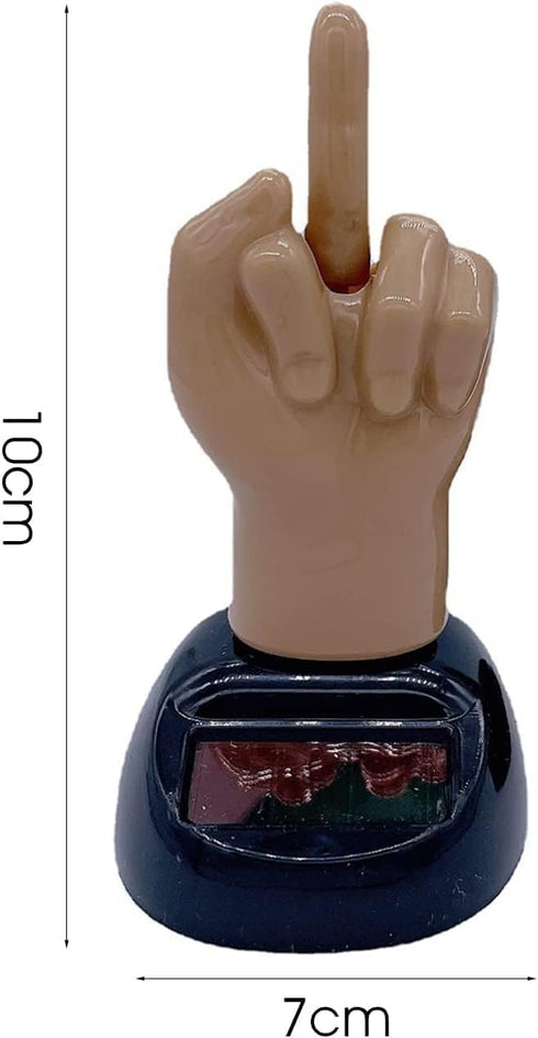 Solar Brown Middle Finger Powered Ornament Smooth Edge Decorative Non-Fading Solar-Power Dancing Windowsill Figure for Vehicle Solar Car Ornament,...