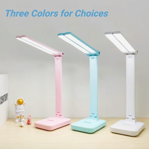 Pink Desk Lamp for Home Office,Portable Cute Small Desk Lamp with 3 Lighting Modes, Battery Operated Rechargeable Desk Light for Kids, Reading,Stu...