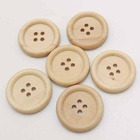 Chenkou Craft 40pcs 25mm 1" Round Natural Wood Buttons 4 Holes Craft Sewing Button (25mm)...