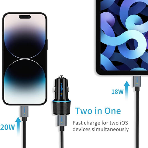 Fast USB C Car Charger, Meagoes 20W PD Rapid Charging Adapter Compatible for Apple iPhone 14 Pro Max/14 Pro/14 Plus/14/13/12/Mini/11/XS/XR/X/8 Plu...