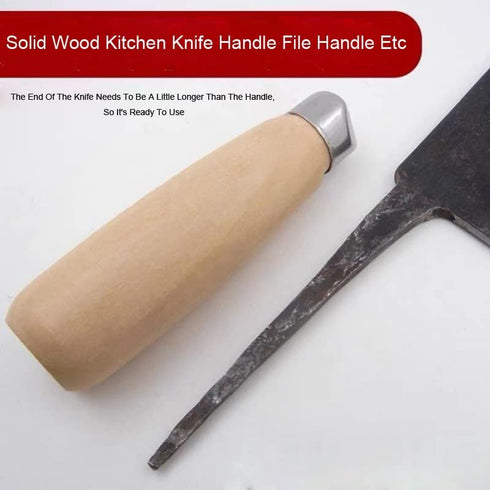 2 Pack Kitchen Knife Handle Replacement Wooden Round Grip for Chinese Chef's Knives Vegetable Meat Cleaver Bone Chopper Japanese Cutter Repair Sca...