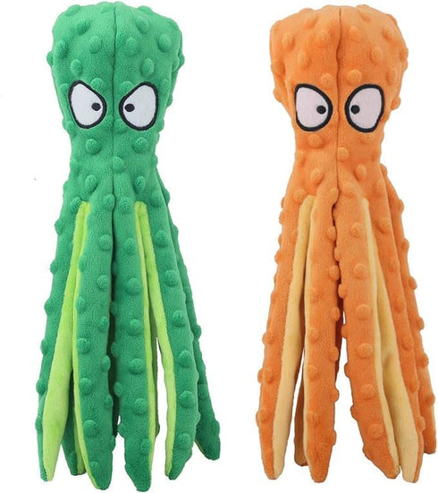 G&P Dog Squeaky Toys Octopus - No Stuffing Crinkle Plush Dog Toys for Puppy Teething, Durable Interactive Chew Toys for Small, Medium and Large Do...