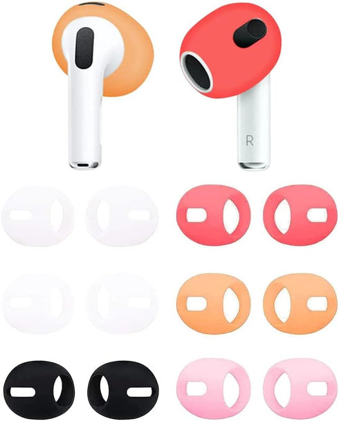 Fit in Case Ear Cover Eargel Ear Tips Compatible with AirPods 3, BLUEWALL Anti Slip Earbud Covers Tips Compatible with AirPods 3, 6 Pairs White Bl...