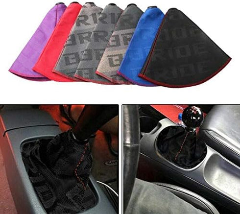 soonbuy Car Gear Shift Collars Interior Accessories Racing Shifter Boot Cover Bride Hyper Fabric Universal Manual Gear Shift Knob Black...