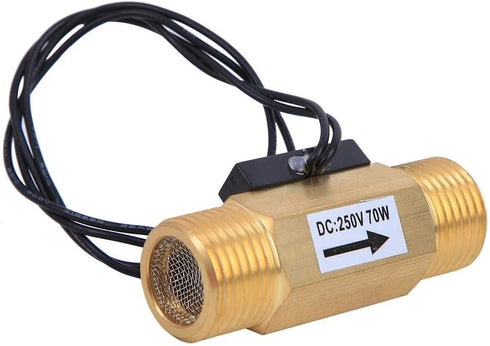 YWBL-WH Water Flow Hall Effect Sensor Switch with 1/2-inch Interface Electromagnetic Flowmeter Brass Industrial Accessory, Valve...