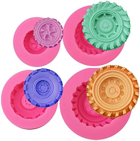 5Pcs/set Different Tire Wheel Carton Car Shape Boy Toy for Baking Fondant Birthday Theme Party Pudding Cake Bread Tart Soap Pie Drop Glue Decor Si...