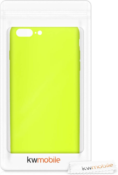 kwmobile Case Compatible with Apple iPhone 7 Plus/iPhone 8 Plus Case - Soft Slim Protective TPU Silicone Cover - Neon Yellow...