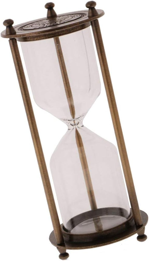 Retro Metal Sandglass Empty Hourglass Sand Timer Without Sand for Home Office Decoration (Bronze - L)...