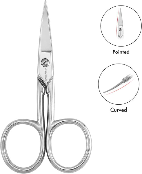 JARVISTAR Small Embroidery Curved Scissors, 4” Forged Stainless Steel Detail Craft Yarn Scissors, Pointed Tip Sharp Metal Precision Little Scissor...