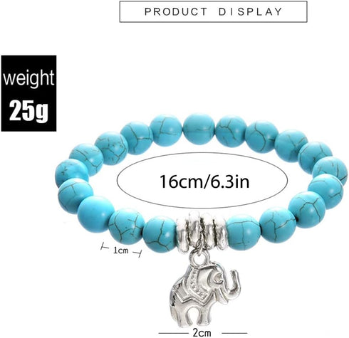 Boho Turquoise Anklets Summer Beach Elephant Ankle Bracelet for Women...