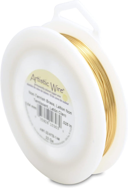 Artistic Wire 22 Gauge Tarnish Resistant Brass Craft Jewelry Wrapping Wire, Gold Color, 125 ft...
