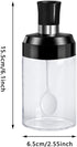 Kitchen Clear glass Spice Jars Seasonning Box Set of 4 with Spoons, Seasoning Containers Bottles with Black Cap,10oz for Home and Kitchen (4)...