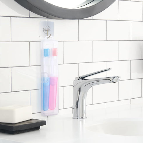 2pcs Travel Toothbrush Holder,Toothbrush Travel Case,Toothbrush Case,Reusable Clear Storage Case Portable Plastic Toothbrush Box with Inner Card S...