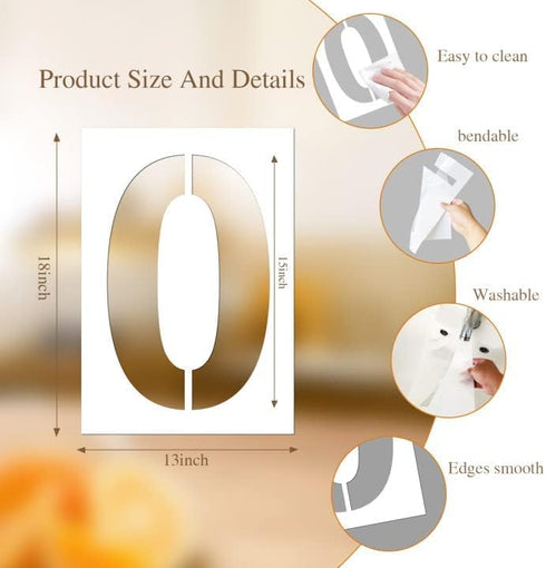 18 Inch Large Number Stencils Set 0-9 Address Number Stencil Reusable Plastic Digital Stencils Templates for Cake Stencil Address Number Painting ...