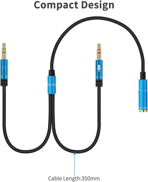 Headphone Y Cable Splitter Adapter for Computer 3.5mm Female to 2 Dual 3.5mm Male Gold-Plated Corrosion-Resistant Audio Mic Y Cable for Headset Co...