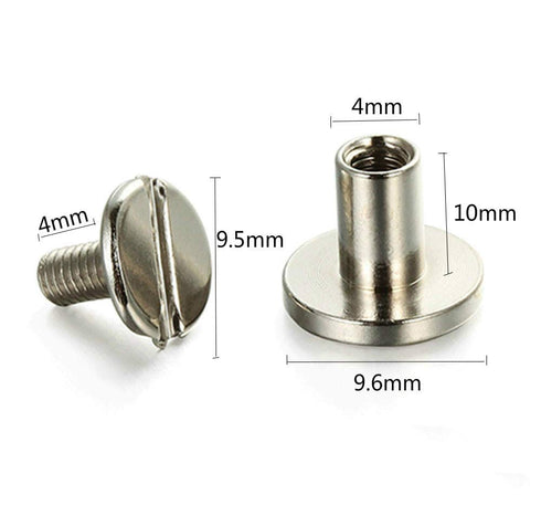 Teng Lang 50Sets Metal Chicago Screws Binding Leather Screw Nail Rivet Button Solid Belt Tack (Silvery, 3/8 Inch)...