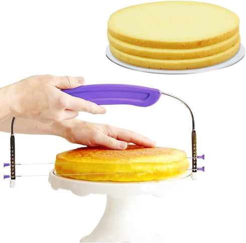 Adjustable 2- wire Cake Slicer Leveler Small Cake Cutter Slicer for Leveling Tops of Layer Cakes Professional Baking Tool with Stainless Steel Wir...