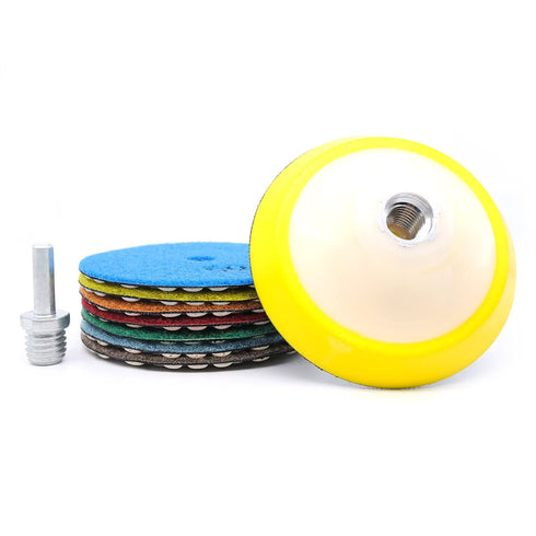Dry Diamond Polishing Pads 4 Inch with Hook and Loop Backer Pad 5/8"-11 for Granite Concrete Marble Floor Drill Grinder Polisher...