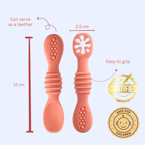 Silicone Baby Spoon Set, Infant Spoon 3-12 Months, Self-feeding Spoon, Dishwasher and Microwave Safe, First Stage Baby Led Weaning Spoon, Set of 2...