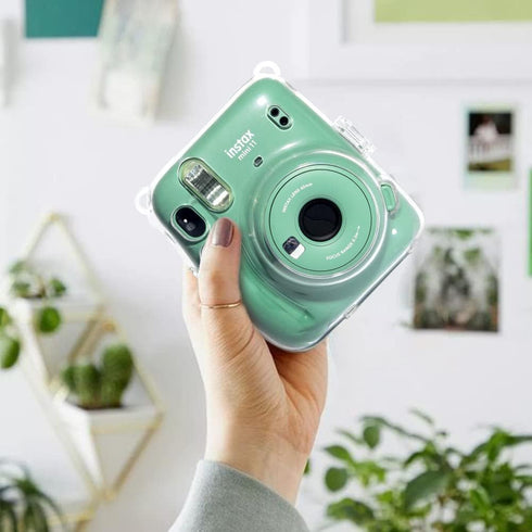 CAIYOULE Protective Camera Case for Fujifilm Instax Mini 11 Film Camera Clear Case with Upgraded Film Pocket Pouch for Storing Photos and Adjustab...