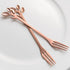 AnSaw 8-Pc Rose Gold Mini Leaf Fruit Forks Set - 4.7" Elegant Stainless Steel Dessert, Appetizer, Cake & Salad Forks - Perfect for Cocktail Partie...