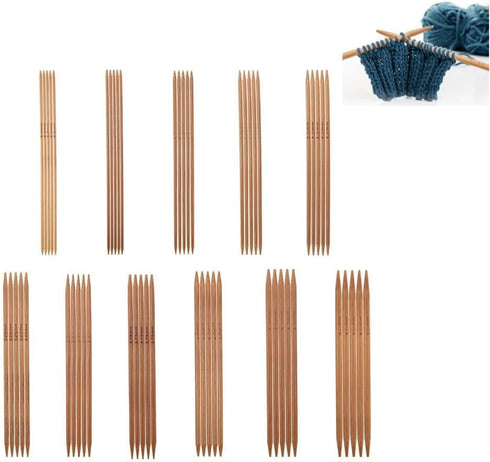 11Sizes 55PCS Bamboo Knitting Needles Set Smooth Double Pointed Long Knitting Needles Set for Handmade Creative DIY Knitting Craft (5.1 Inches Len...