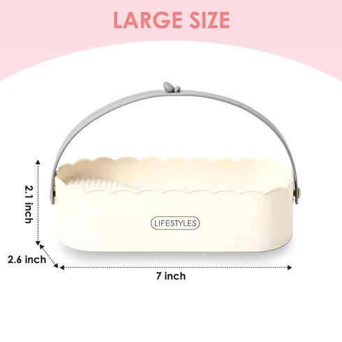 3 in 1 Silicone Makeup Brush Cleaner Bowl with Brush Drying Holder (Simple White)...