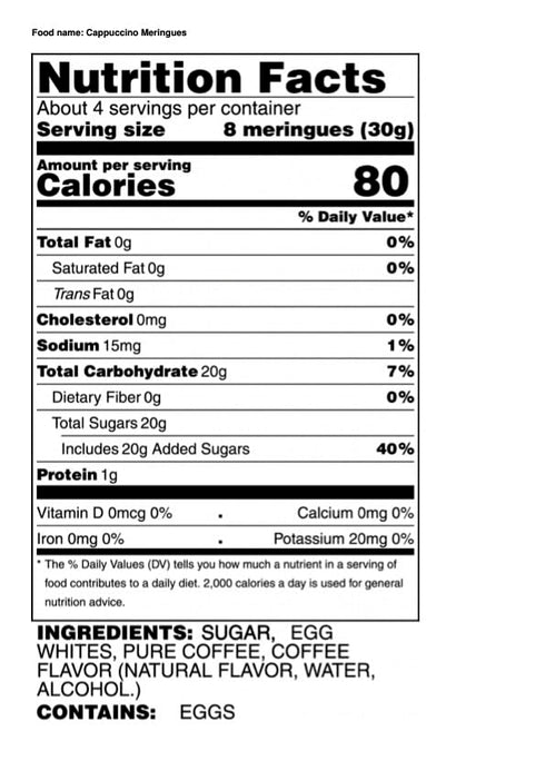 Krunchy Melts Original Meringue Cookies | Cappuccino Flavor | Only 80 Calories Per Serving | Fat Free, Gluten Free, Dairy Free (4 Oz)...