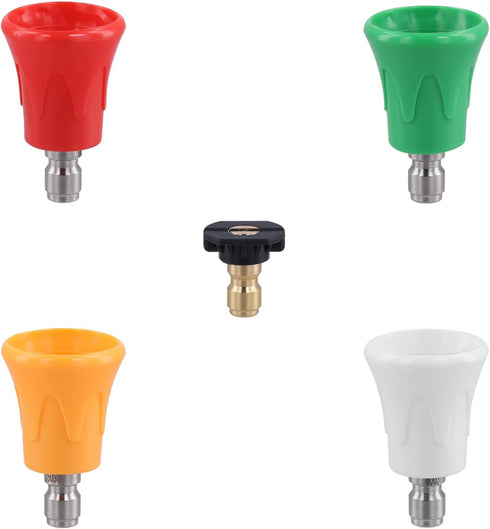 5pcs Pressure Washer Nozzle Guard, Pressure Washer Spray Gun Nozzle Tips Set Pressure Washing Nozzle Holder High Power Washer Nozzle Rubber Tip wi...