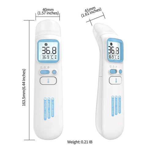 Medical Infrared Thermometer for Baby, Adults, Body Surface Space, Forehead and Ear Thermometer, Memory Function, 1 Second Measurement, Age Select...