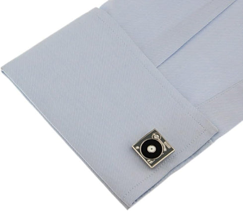MRCUFF Turntable Record Player DJ Music Pair of Cufflinks in a Presentation Gift Box & Polishing Cloth...