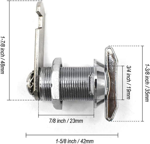 2Pcs Thumb Operated Cam Lock 7/8" Non-Locking Compartment Lock for RV, Camper, Vehicles, Storage...