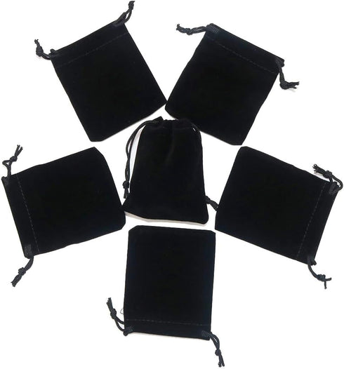 HRX Package Little Velvet Drawstring Pouches, 20pcs Black Velvet Cloth Bags for Jewelry Small Gift (3x4 inches)...