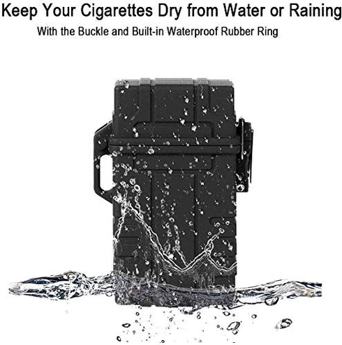 Skywin Waterproof Cigarette Case with Lighter - Airtight Cigarette Dry Box with Rechargeable Lighter - Dry Cigarette Case Protects Cigarettes from...