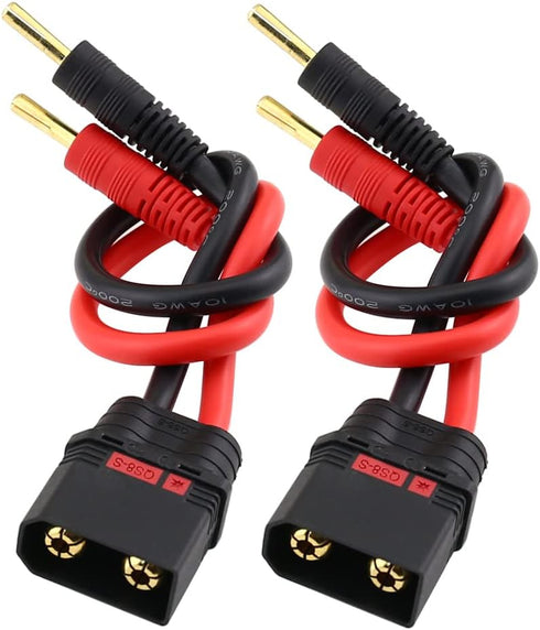 SoloGood 2pcs QS8 Charge Lead QS8 to 4mm Bullet Banana Connector Plug Charger Cable Lead 10AWG Silicone Wire Cable for FPV RC Power Supply......