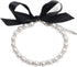 Dog Cat Pearls Necklace Collar with Bling Accessories and Ribbon Bow Pet Puppy Jewelry for Female Dogs Cats Small Medium (L, White)...