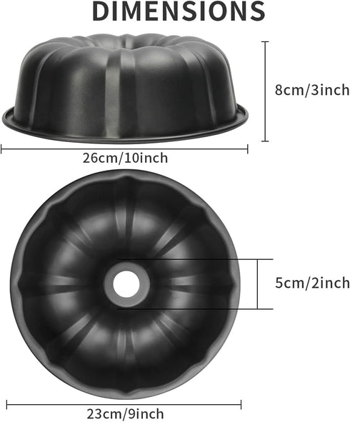 OAMCEG 9.5 Inches Bundt Cake Pan Nonstick- 2 Pack Bundt Pan for baking, 12 Cups Buntz Pound Cake Pan Heavy Duty Carbon Steel,Cake Mold for Buntele...