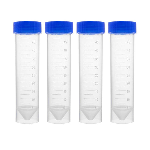 uxcell 10 Pcs 45ml Plastic Centrifuge Tubes with Screw-on Cap, Polypropylene Graduated Micro Centrifuge Tube, Self Standing, Blue, Storage Contain...