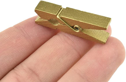 HAHIYO Gold Wooden Clothes Pins Clothespins Small Do NOT Fall Apart 1.38 inches Length 50 Pack Sturdy Strong Springs No Rust No Discoloration for ...