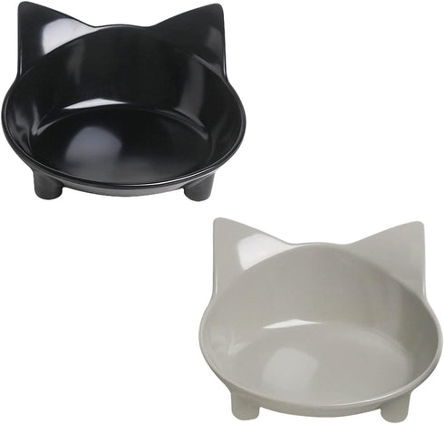 Cat Food Bowl, Non-Slip, Safe Melamine Material, Anti-Skid Base, Shallow Design, Dishwasher-Safe, 14.5cm Diameter...