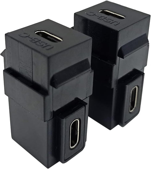 Qaoquda USB C Keystone Jack Inserts, (2 Pack) 90 Degree USB 3.1 Type-C Female to Female Keystone Insert Snap-in Connector Adapters for Wall Plate ...