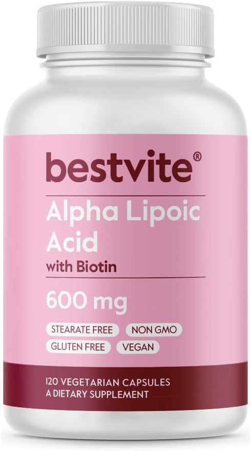 Alpha Lipoic Acid 600mg (per Capsule) with Biotin to Enhance Absorption (120 Vegetarian Capsules) No Fillers - No Stearates - No Flow Agents...